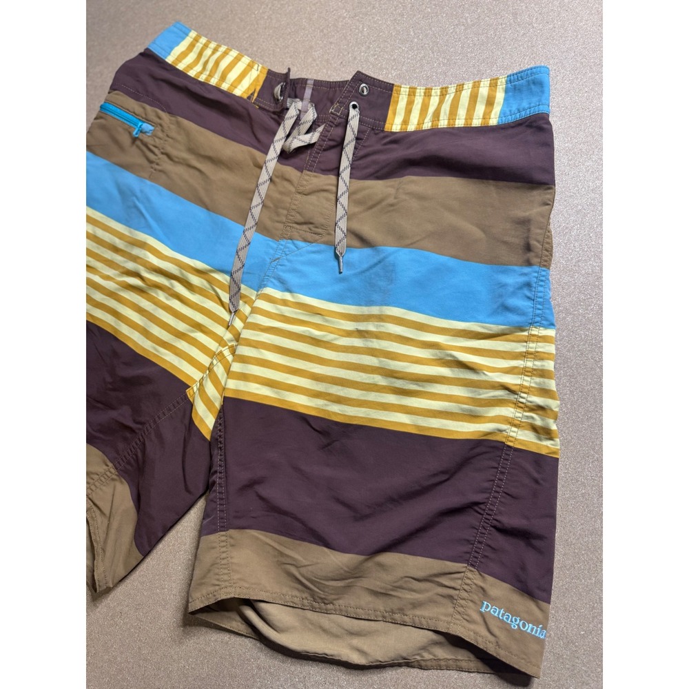 Patagonia Striped Board Shorts Swim Trunks with Zipper‎ Pocket Men's 34